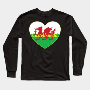 Castell-nedd Cymru UK Baner Cymru Calon Long Sleeve T-Shirt